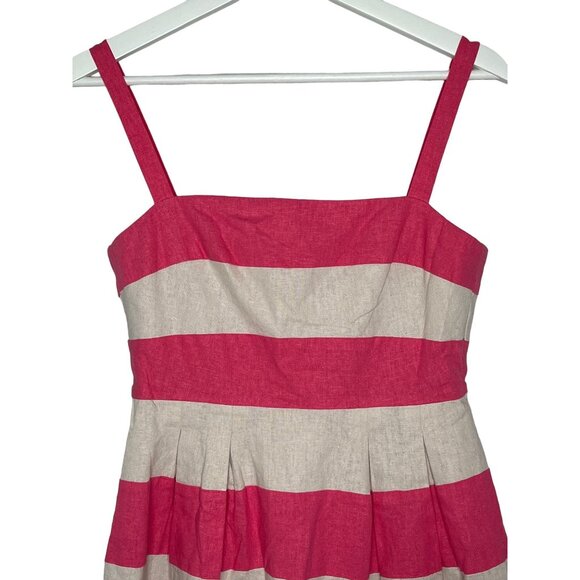 Loft Dress Womens 0 XS Sundress Pink White Striped Sleeveless Fit Flare Work - Picture 2 of 13